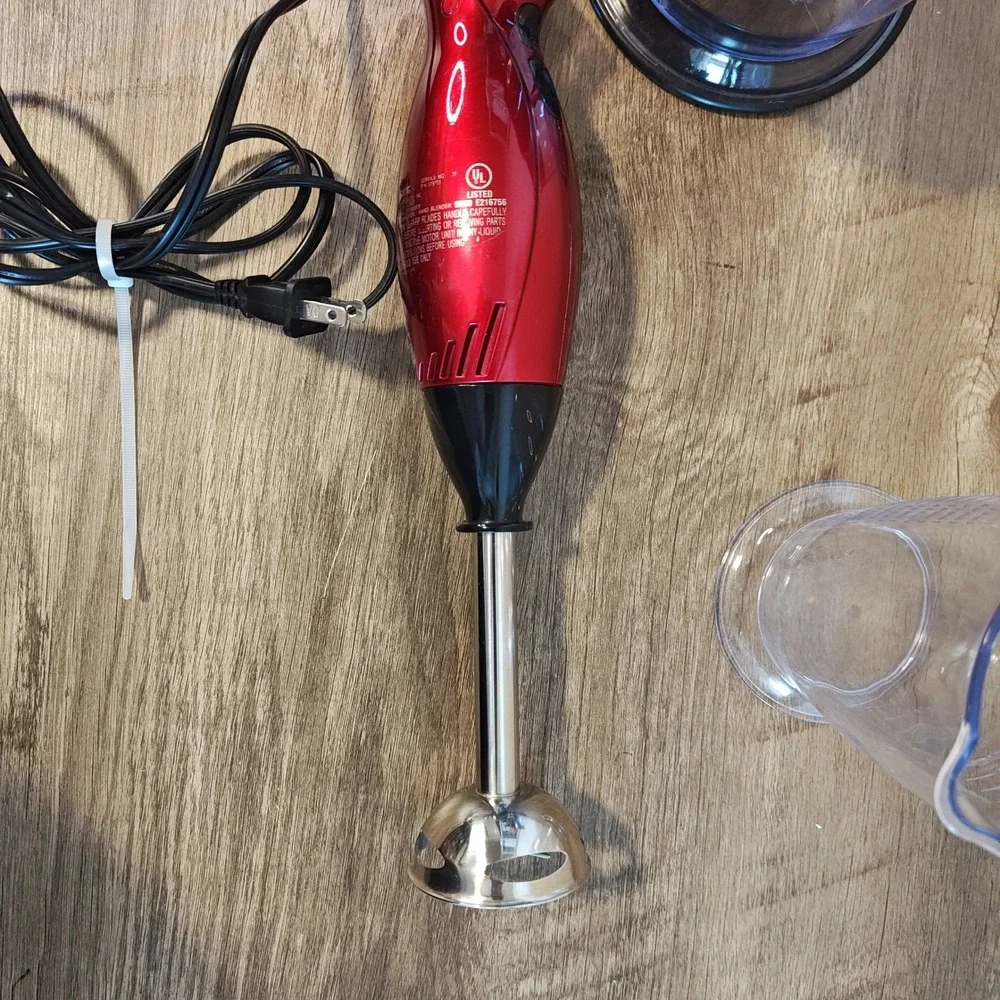 Oster Immersion Hand Blender FPSTHB26RDP 250W Red Stick Blender w Chopper Tested